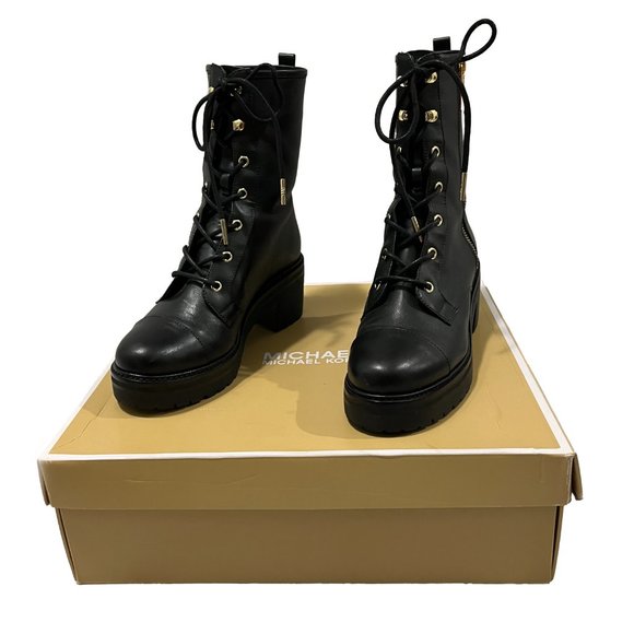 Michael Kors Anaka Leather Combat Boots - Picture 2 of 6